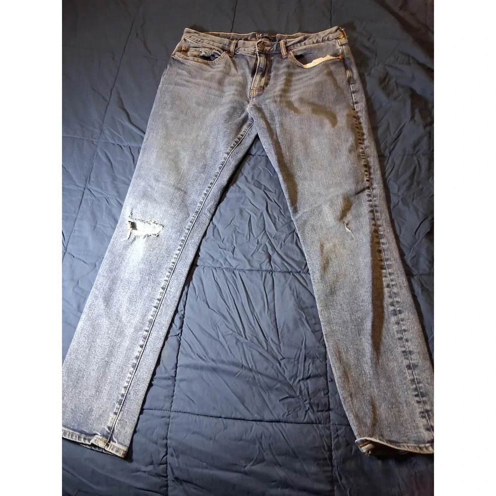 GAP Light‎ Wash Skinny Jeans 34x32 Distressed Grunge Skater